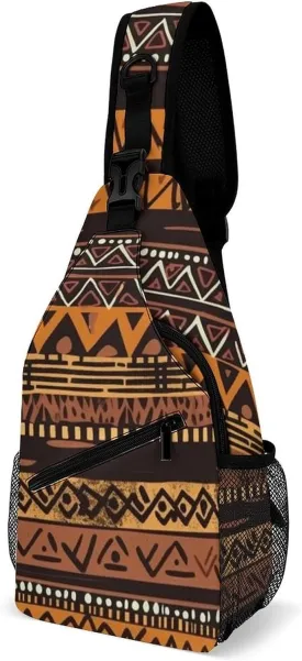 Lightweight Chest Bag Crossbody Bag African Mud Cloth Tribal Sling Backpack for Women Men Sports Travel