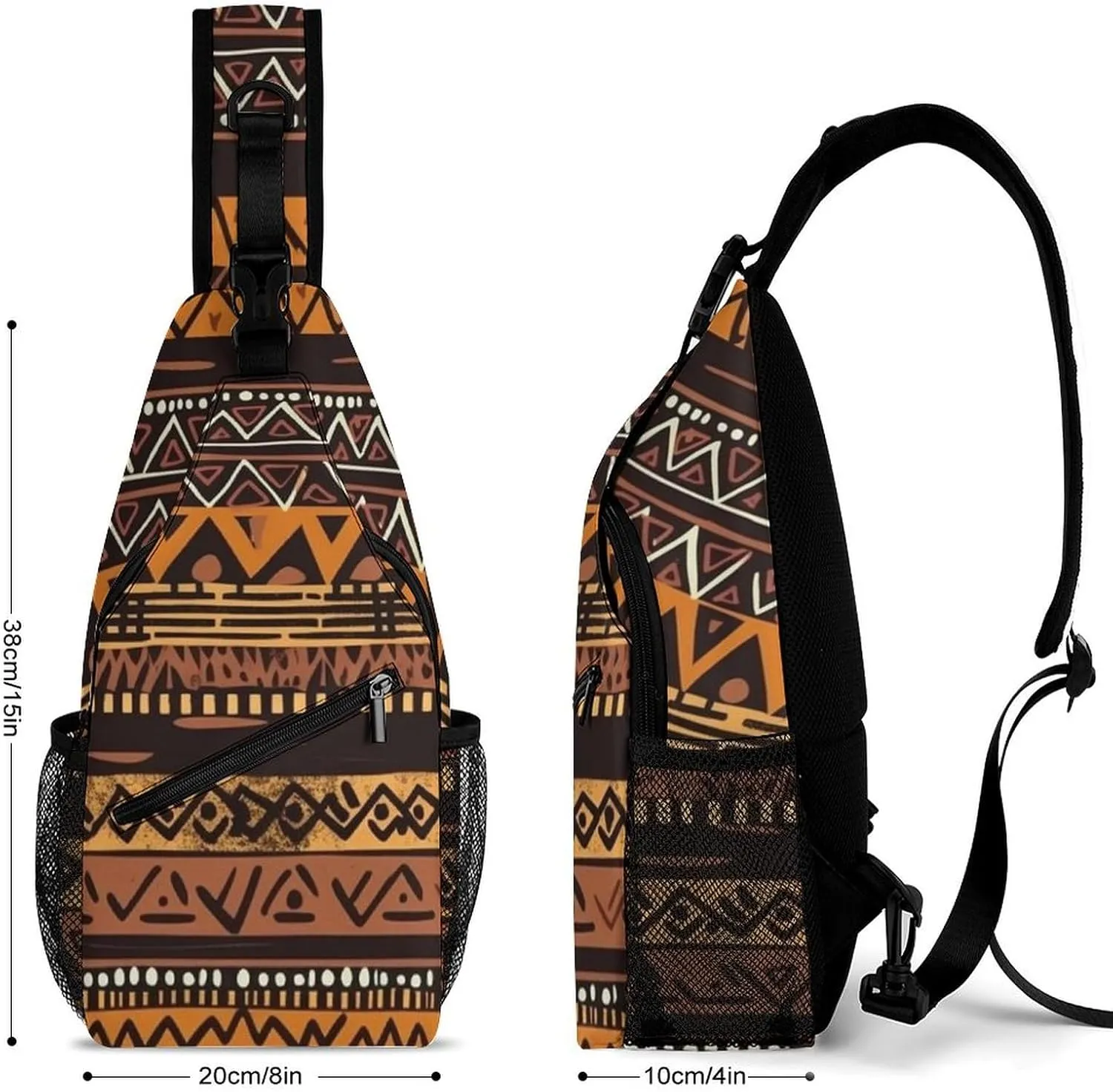 Lightweight Chest Bag Crossbody Bag African Mud Cloth Tribal Sling Backpack for Women Men Sports Travel