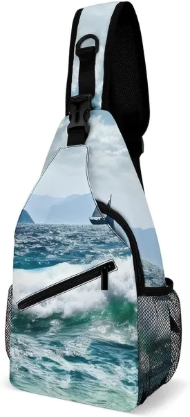 Lightweight Chest Bag Crossbody Bag Beautiful Sea Sling Backpack for Women Men Sports Travel