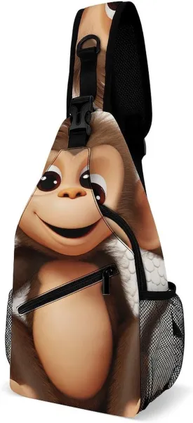 Lightweight Chest Bag Crossbody Bag Cute Monkey Sling Backpack for Women Men Sports Travel