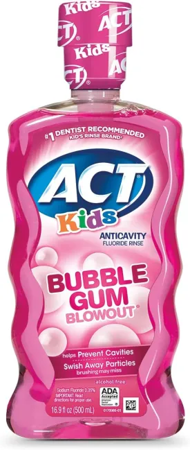 Lil Critters Calcium   D3 Gummy Supplement for Kids Bone Support, ACT Kids Anticavity Fluoride Rinse Bubble Gum Blowout Flavor, 150 Gummies   16.9 fl oz Bottle