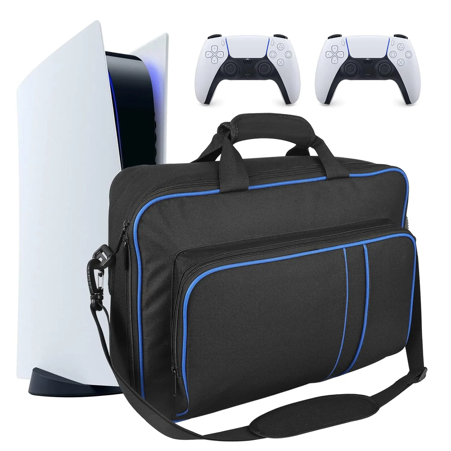 Linkstyle Carrying Case for PS5, Large Capacity Travel Storage Bag Organizer for Playstation 5 Digital Edition Accessories, Black