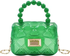 Little Girls Mini Jelly Purse Candy Color Transparent Small Crossbody Bag Cute Princess Handbags with Pearl Handle