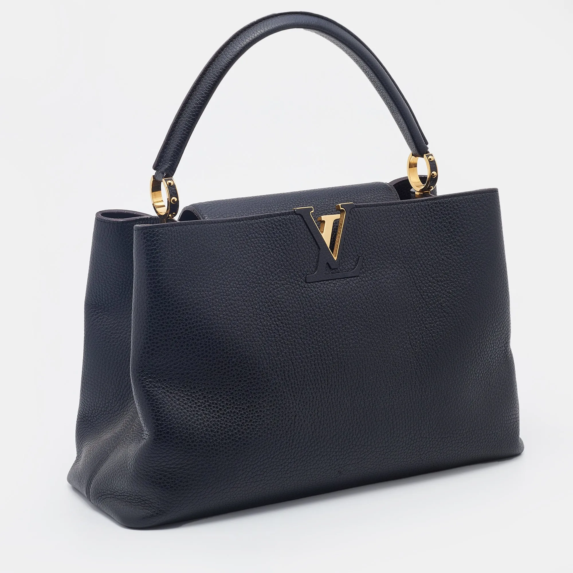 Louis Vuitton Black Taurillon Leather Capucines GM Bag