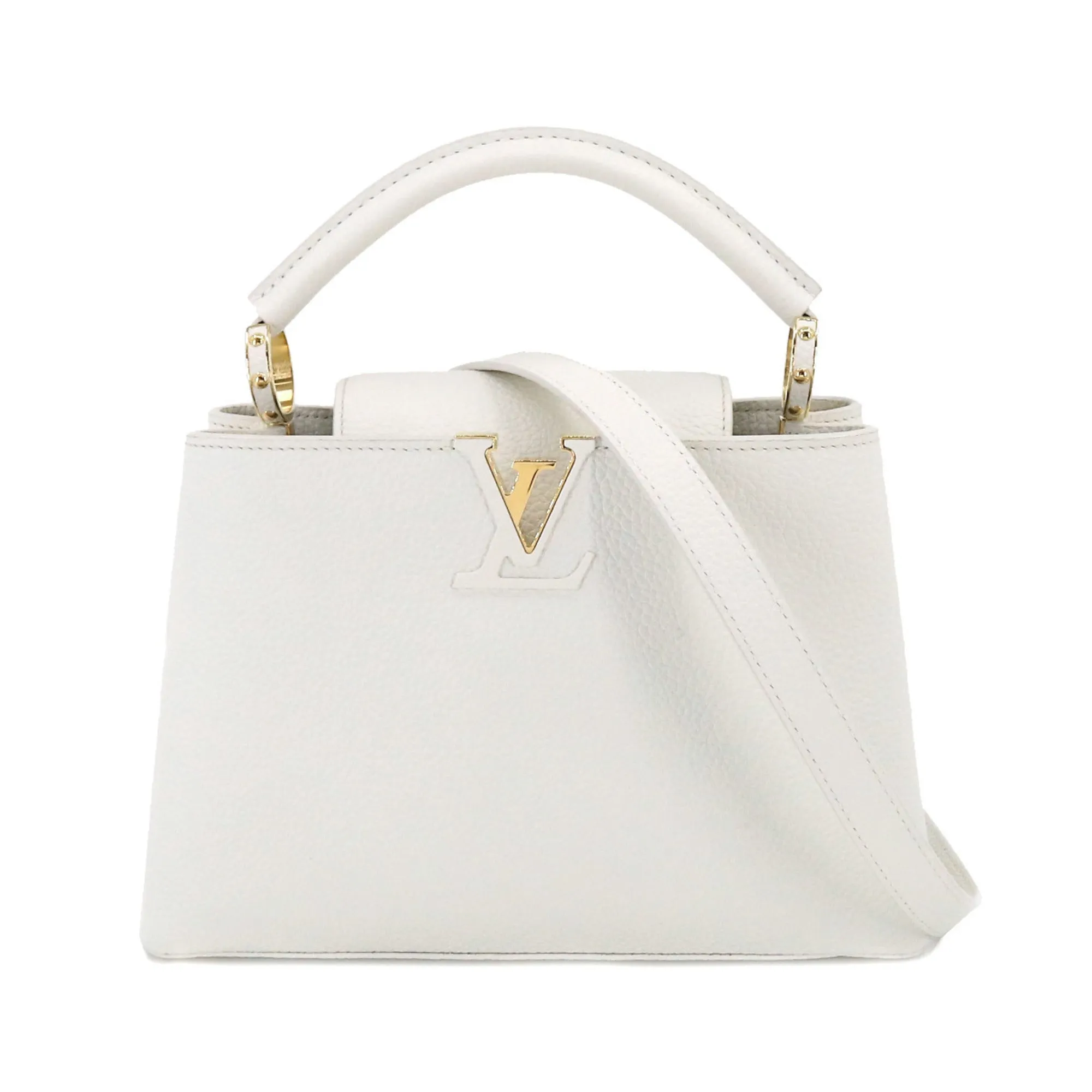 LOUIS VUITTON Capucines BB 2way Hand Shoulder Bag Taurillon Leather Snow White M55832 RFID