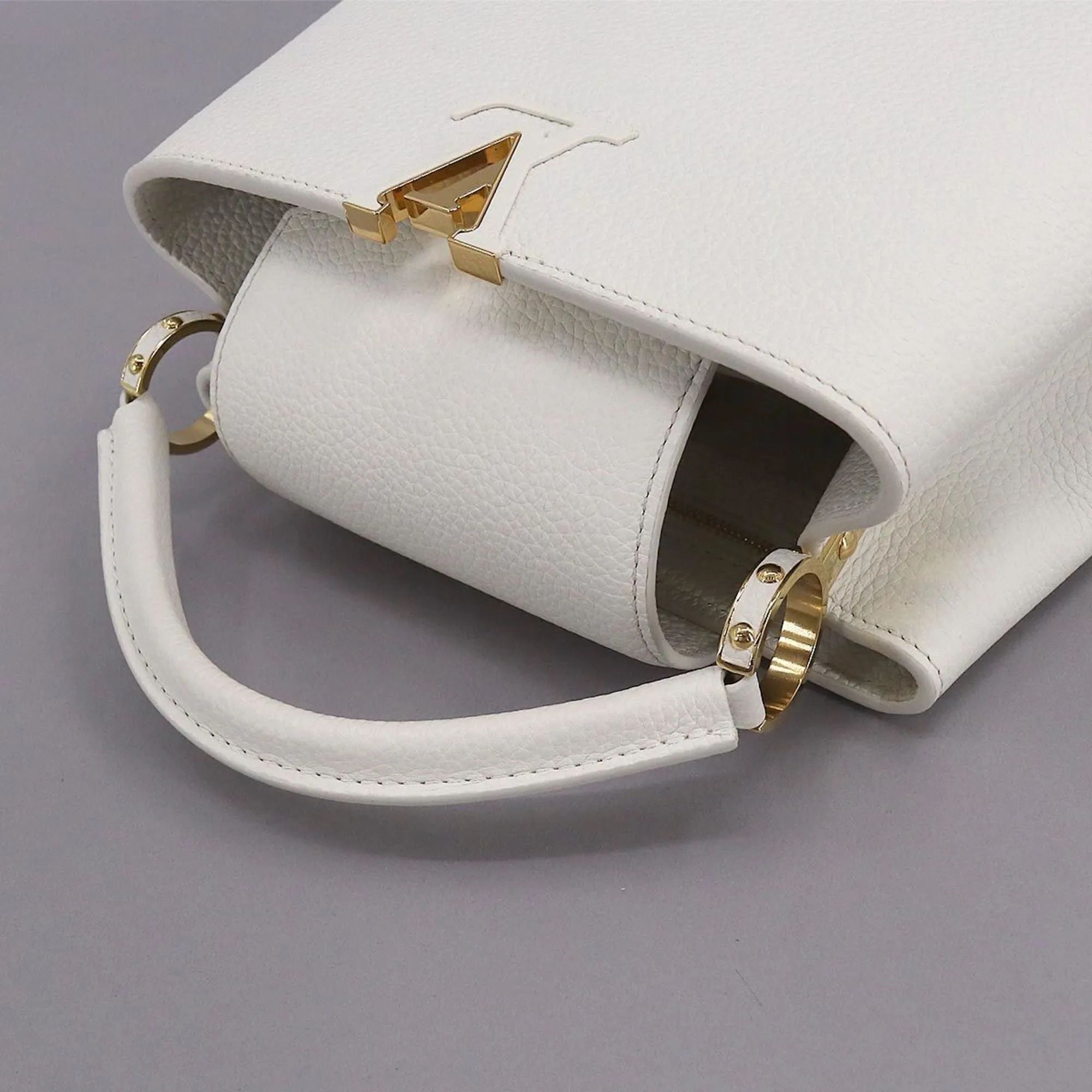 LOUIS VUITTON Capucines BB 2way Hand Shoulder Bag Taurillon Leather Snow White M55832 RFID