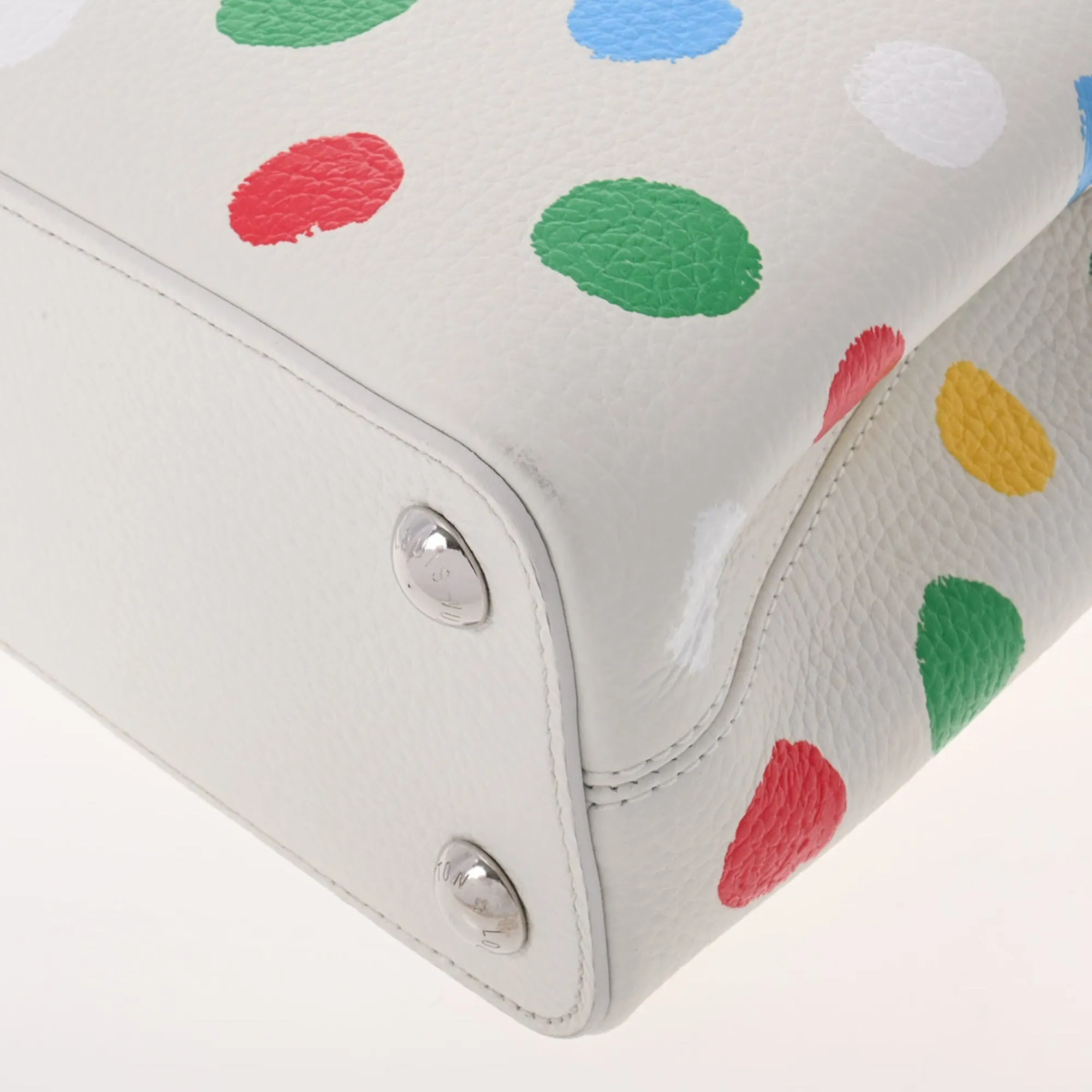 LOUIS VUITTON Capucines BB LV x YK Dot Paint White M21637 Ladies Taurillon Leather Handbag