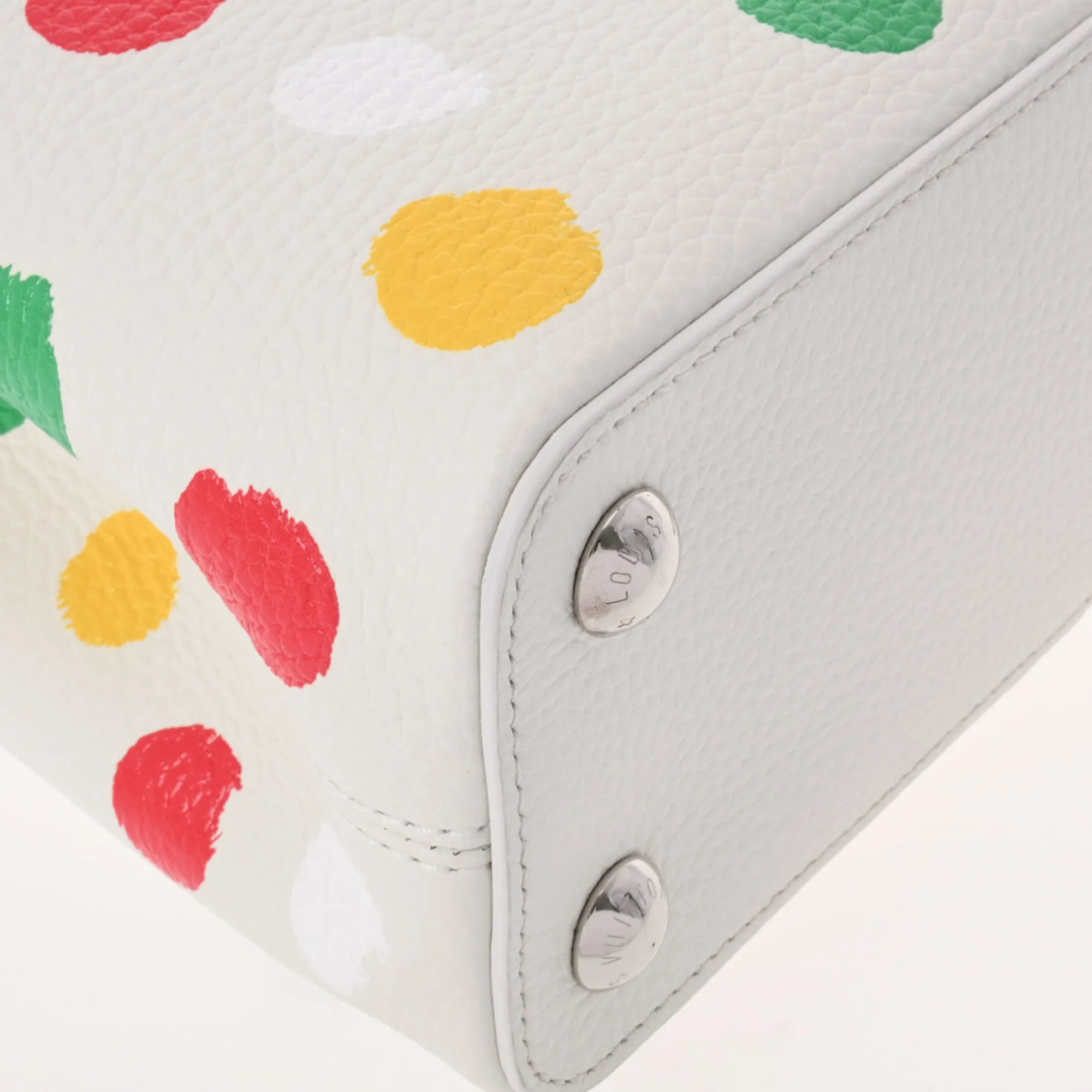 LOUIS VUITTON Capucines BB LV x YK Dot Paint White M21637 Ladies Taurillon Leather Handbag