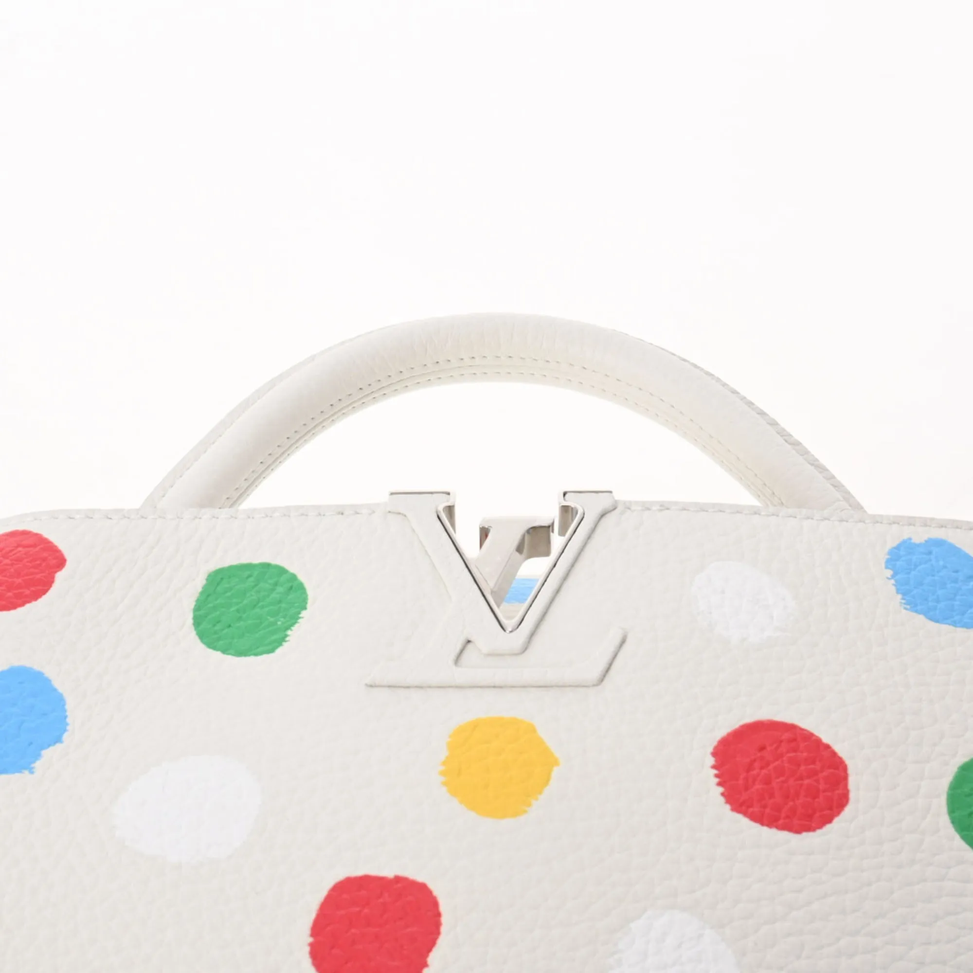 LOUIS VUITTON Capucines BB LV x YK Dot Paint White M21637 Ladies Taurillon Leather Handbag