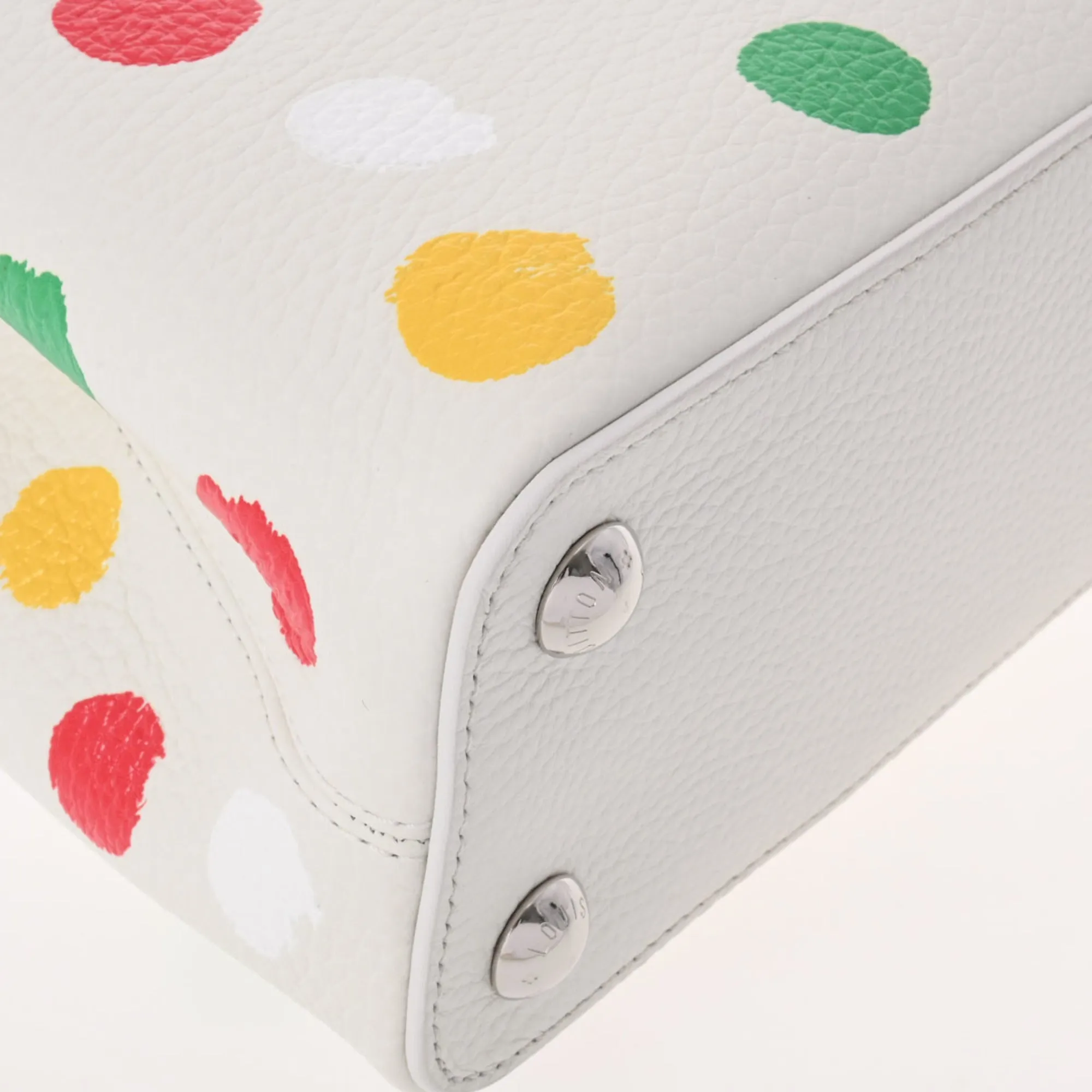 LOUIS VUITTON Capucines BB LV x YK Dot Paint White M21637 Ladies Taurillon Leather Handbag
