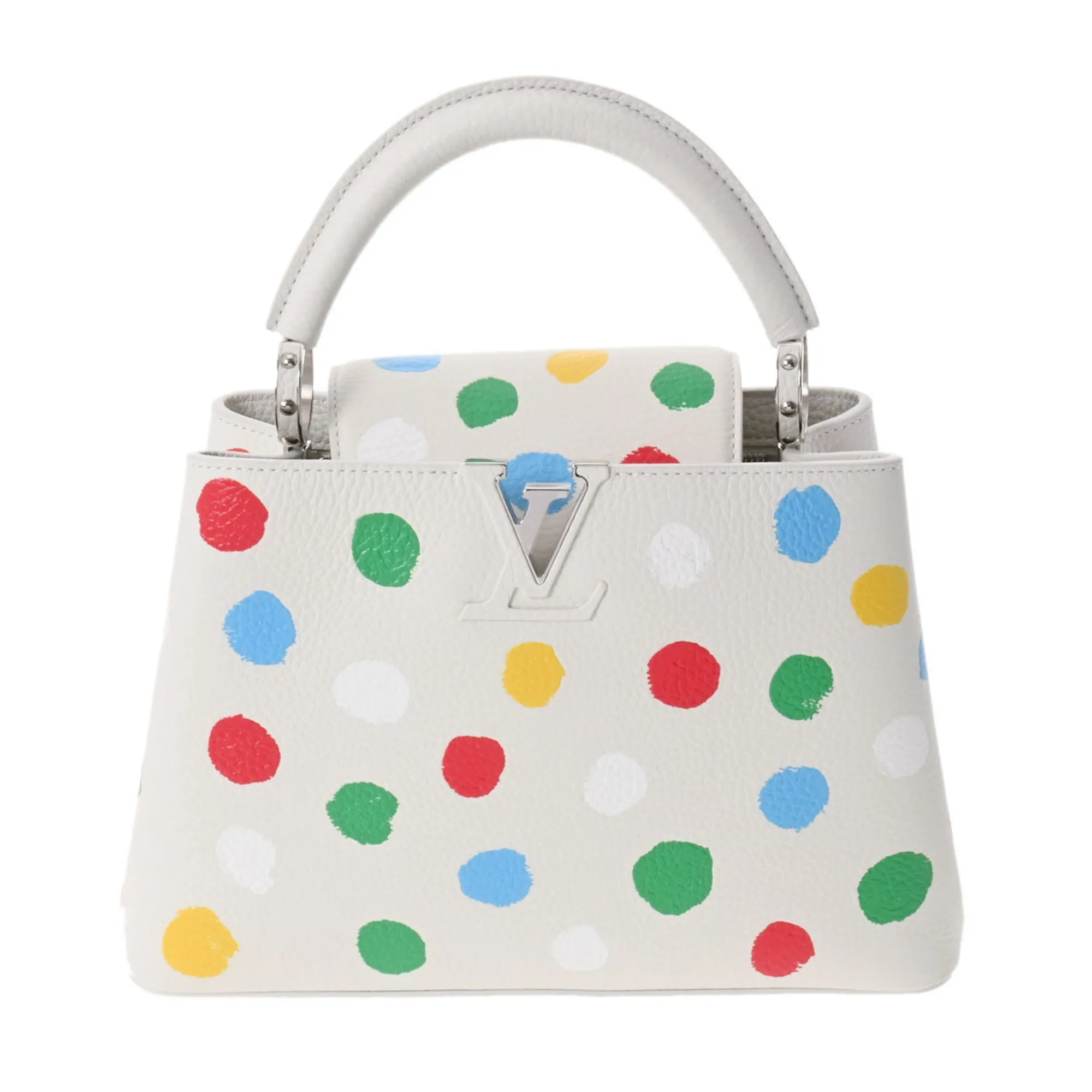 LOUIS VUITTON Capucines BB LV x YK Dot Paint White M21637 Ladies Taurillon Leather Handbag