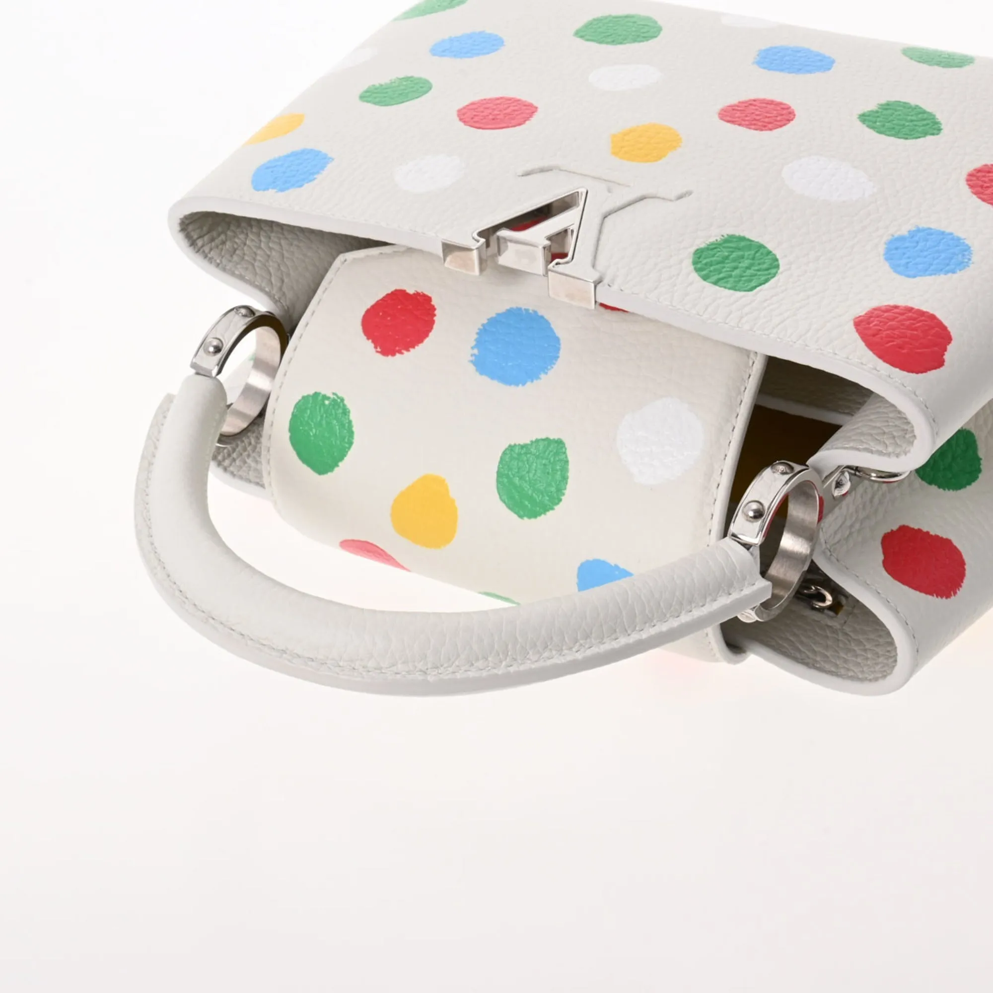 LOUIS VUITTON Capucines BB LV x YK Dot Paint White M21637 Ladies Taurillon Leather Handbag