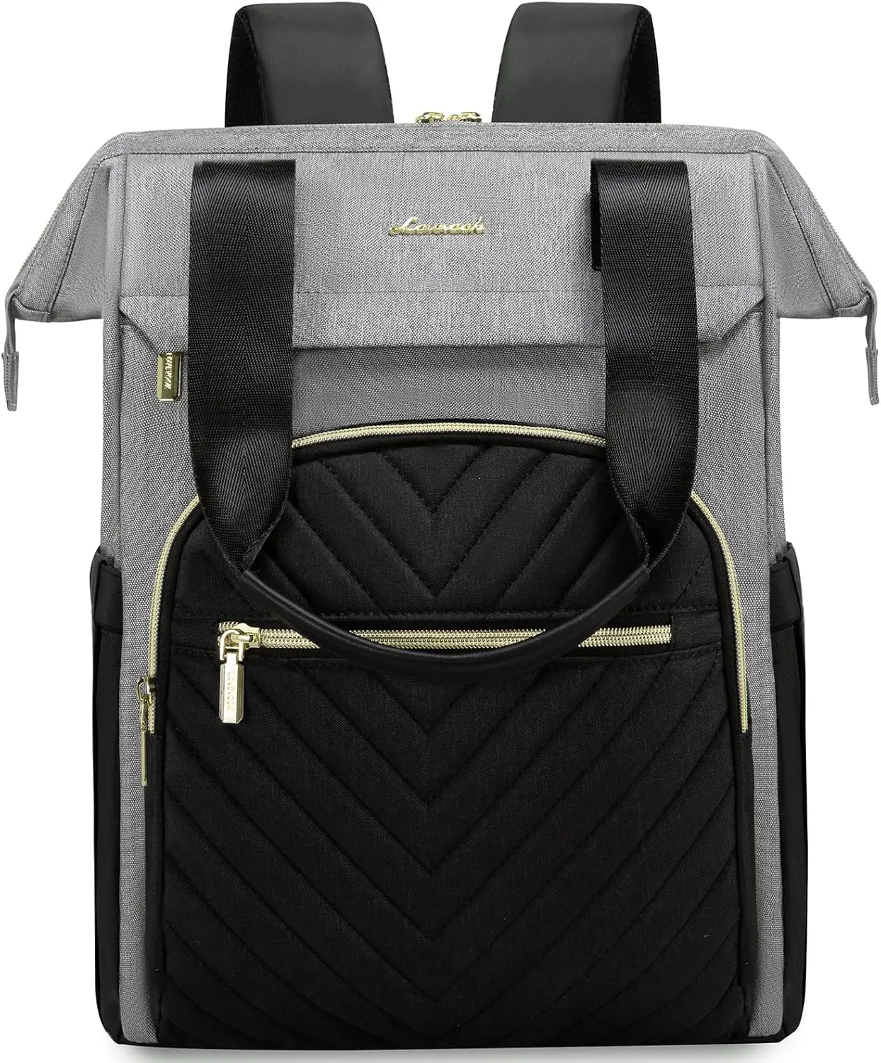 LOVEVOOK Laptop Backpack for Women, 15.6 Inch Work Laptop BagWaterproof Teacher Nurse Bag with USB Port, Fashion Travel Bag Business Computer Backpack Purse,Black-Grey