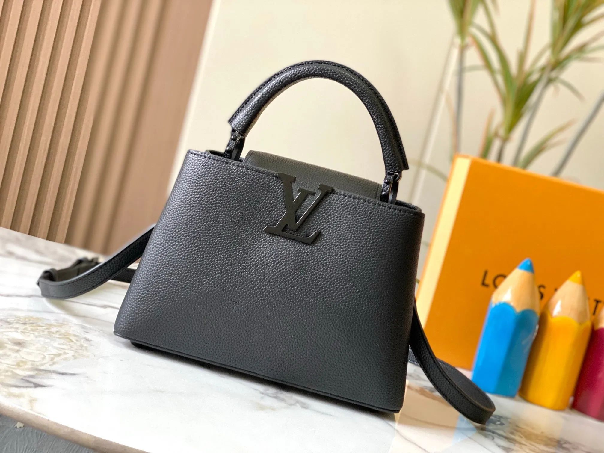 LV Capucines In Matte Taurillon Leather Bag