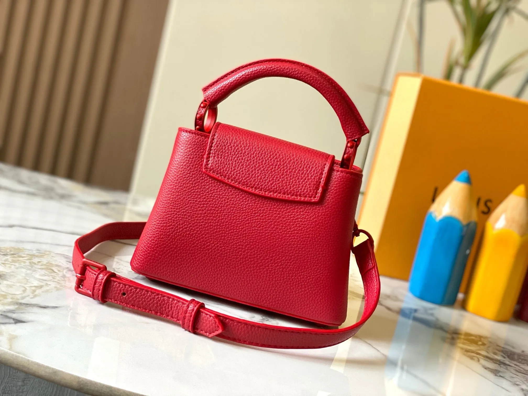 LV Capucines In Matte Taurillon Leather Bag
