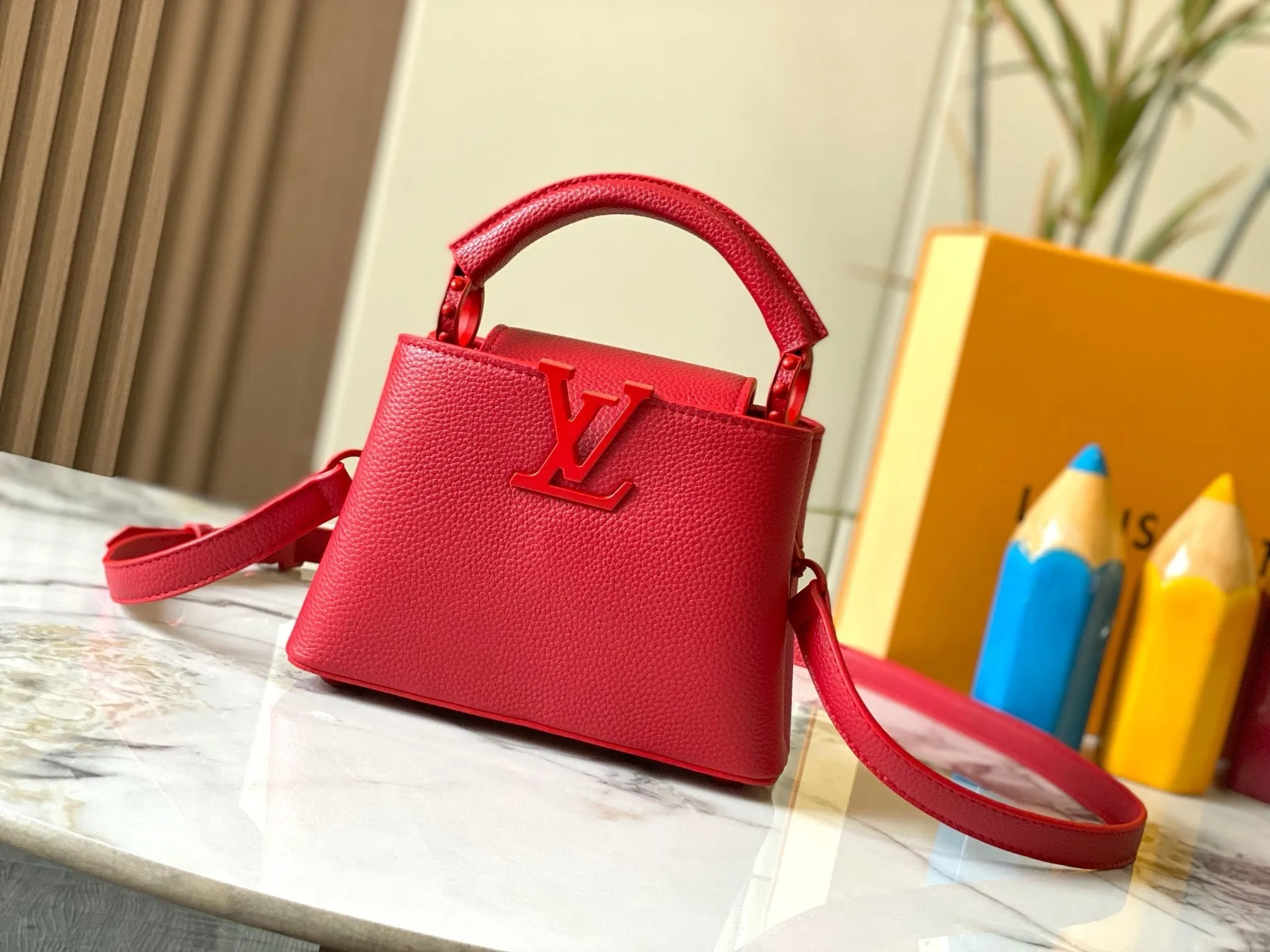 LV Capucines In Matte Taurillon Leather Bag