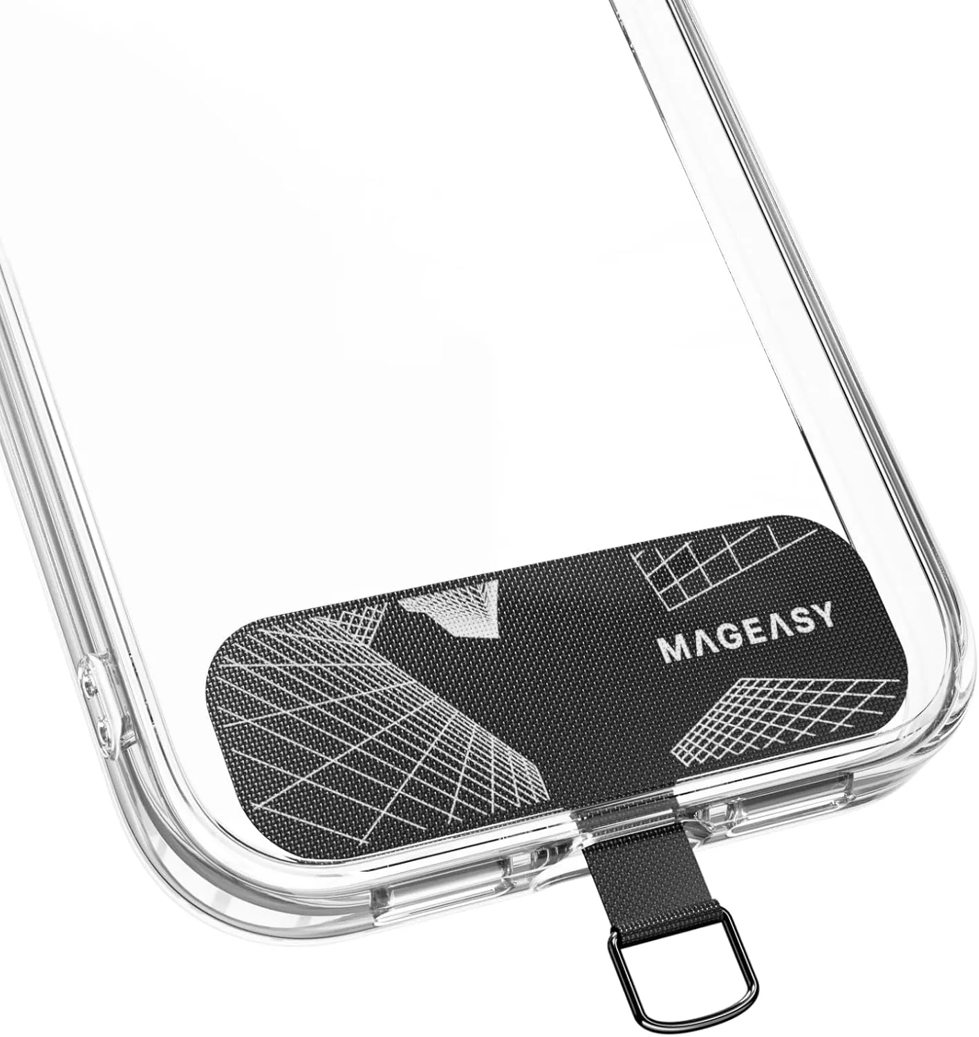 MAGEASY Phone Tether Tab - Cell Phone Lanyard Tab, Phone Lanyard Patch, Phone Strap Replacement Part for All Fully Covered Phone Cases - Strap Card Motion Edition (Skyscrapers)