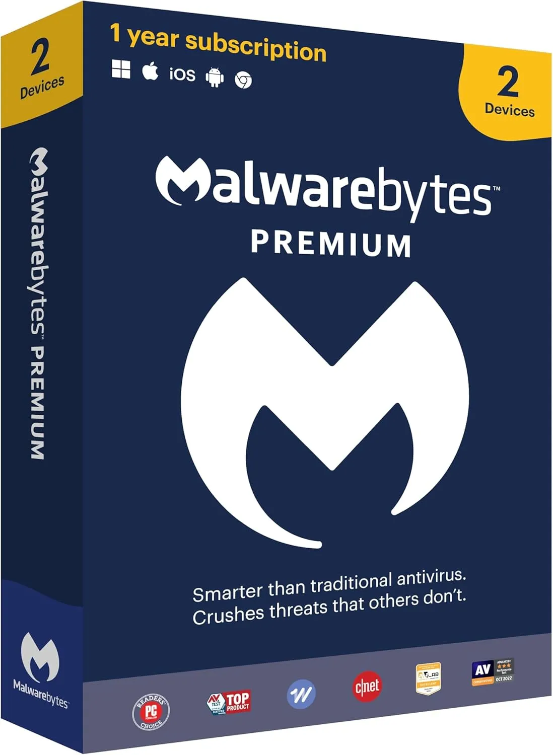Malwarebytes Premium | Amazon Exclusive | 18 Months, 2 Devices | Windows, Mac OS, Android, Apple iOS, Chrome [Online Code]
