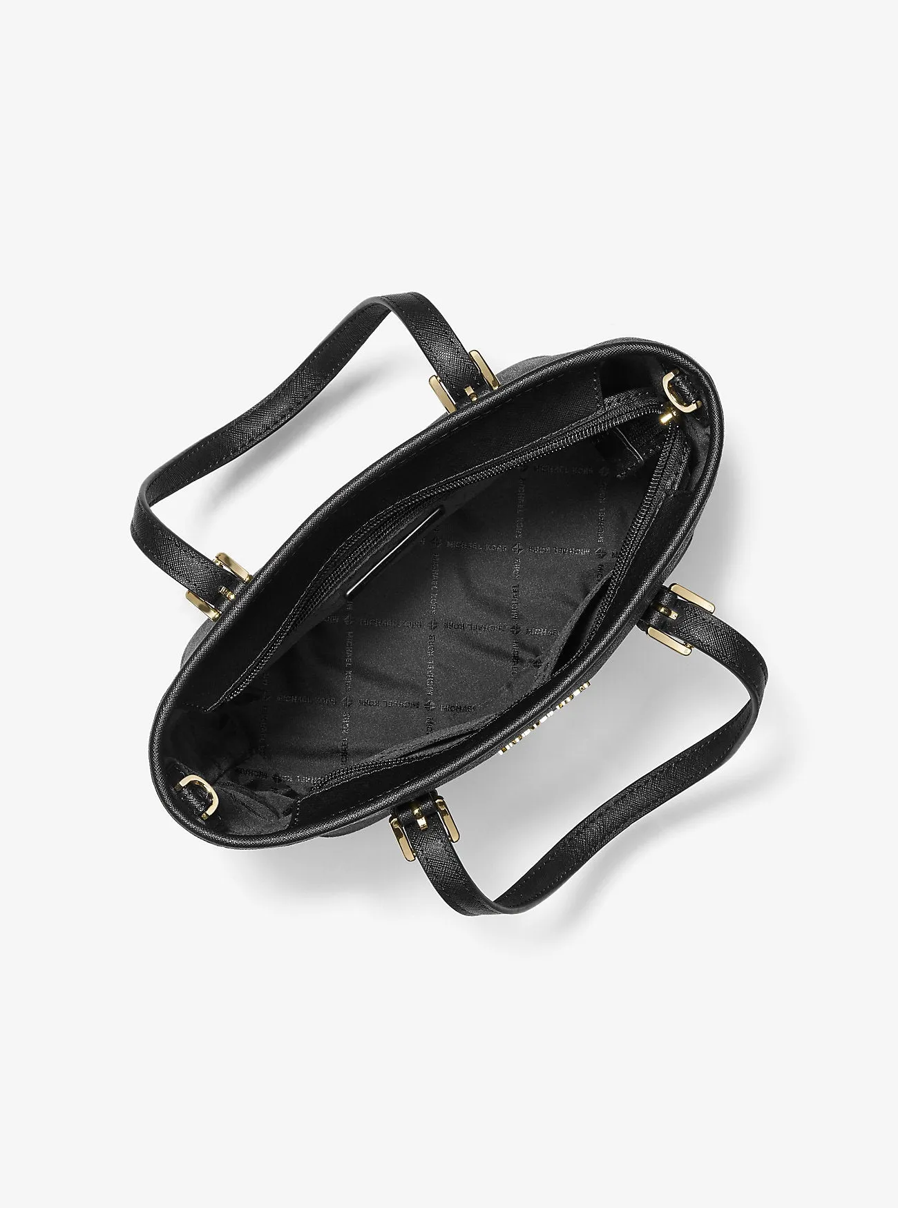 Michael Kors Extra Small Jet Set Travel Logo Top Zip Tote Bag, Black