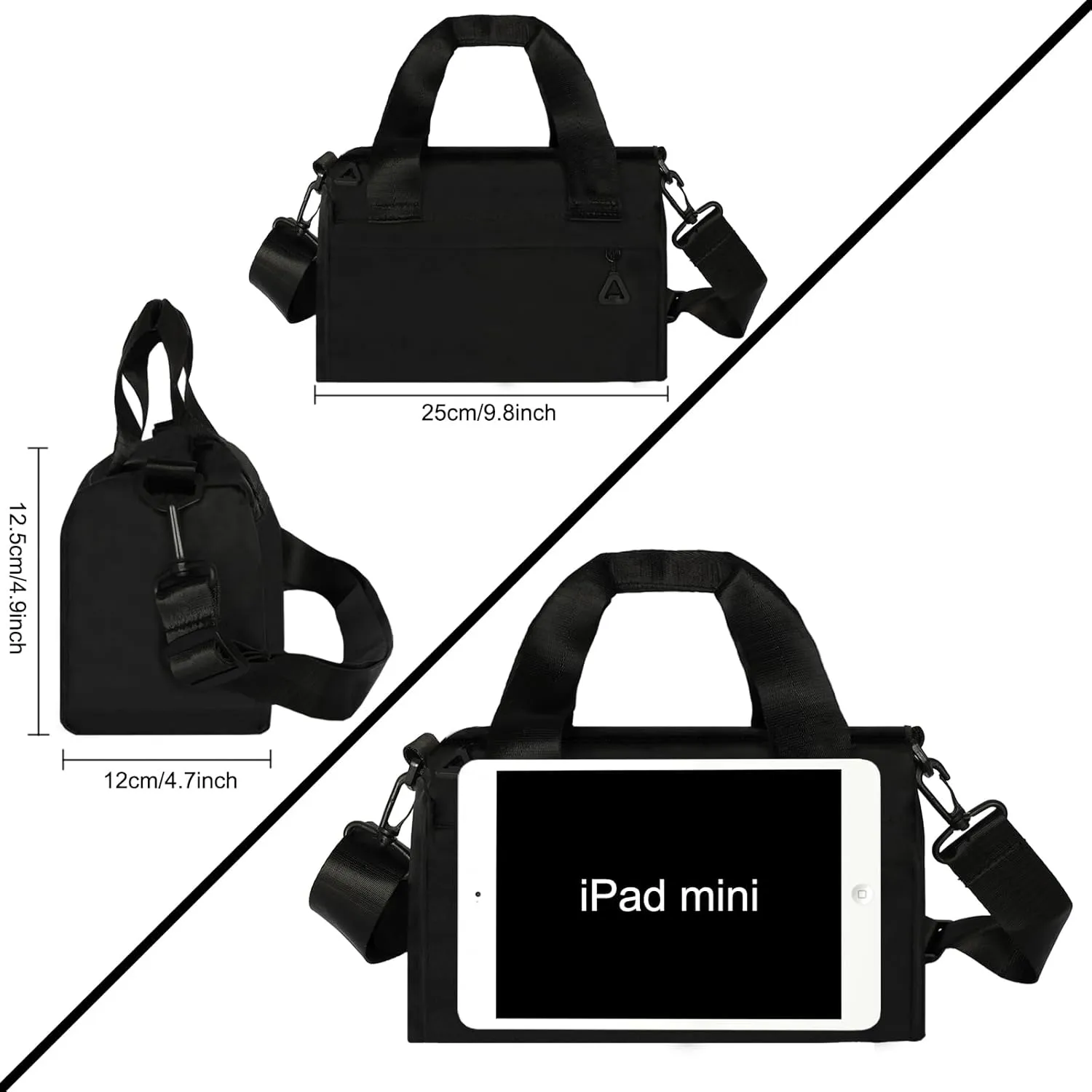 Mini Gym Bag Sport Bag Adjustable Small Duffle Bag Detachable Strap Gym Tote for Women Men Portable Fitness Shoulder Bag for Sports Travel (Black)