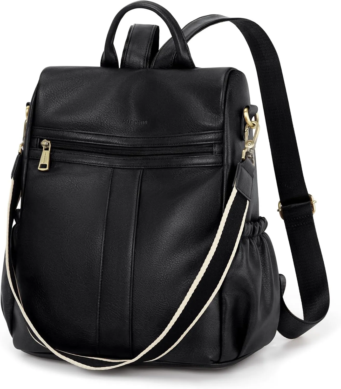 Missnine Backpack Purse for Women, PU Leather Anti-theft Backpack, Ladies Convertible Satchel Bags, Shoulder Bag for Travel, Work, Trip, Black