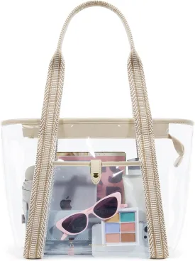 Missnine Clear Tote Bag for Women Clear Bag for Stadium Events with Zipper for Sports Events, Concerts, Work, Beach