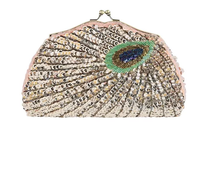 New Retro Beaded Sequined Women's Evening Clutch Bag: Peacock Cheongsam Luxury Designer Handbags, Clutch Purses, Crossbody Handbags