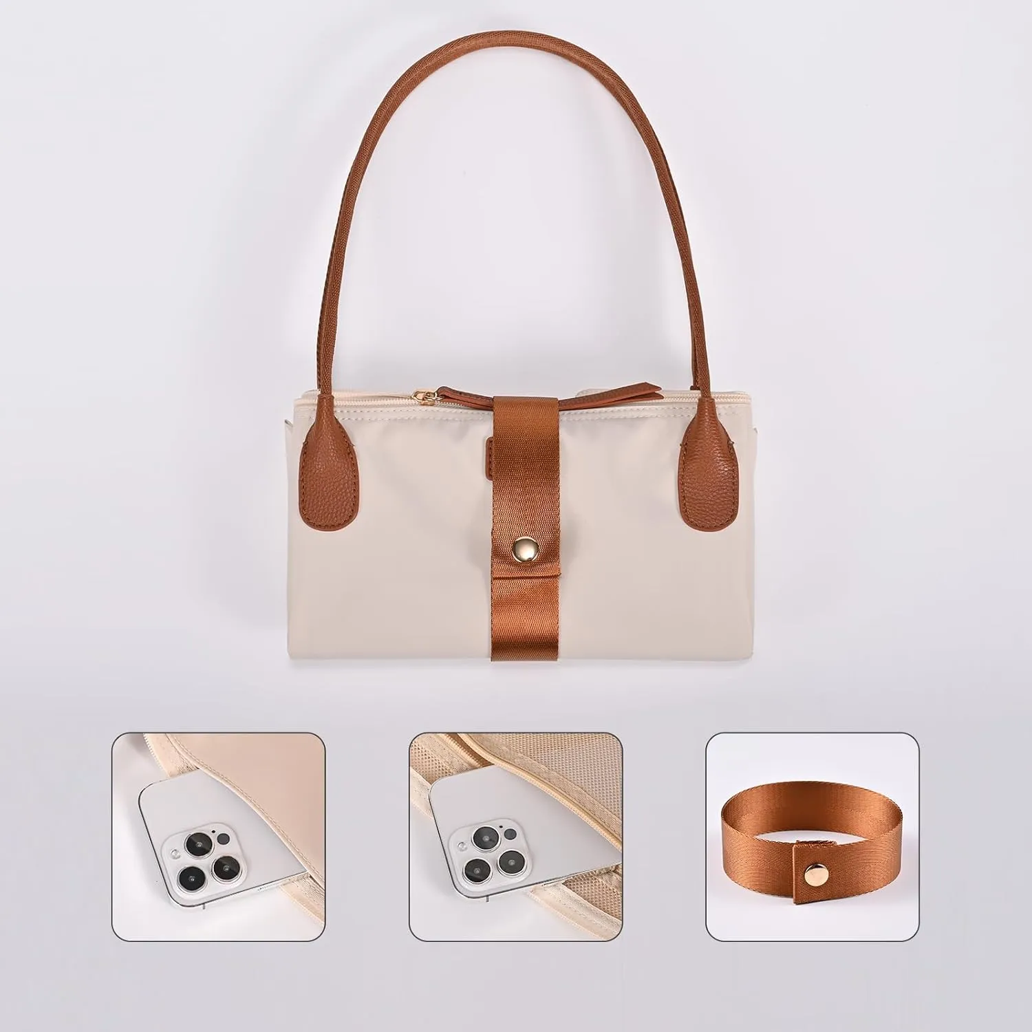 Nylon Tote Bag for Women, Large Foldable Weekend Hobo Purses for Women, Shoulder Tote Handbags with Zipper