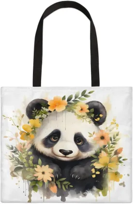 Panda Colorful Couds Cone Hat Canvas Tote Bag for Women Men Stylish Tote Handbag Shoulder Bag Reusable Grocery Bag