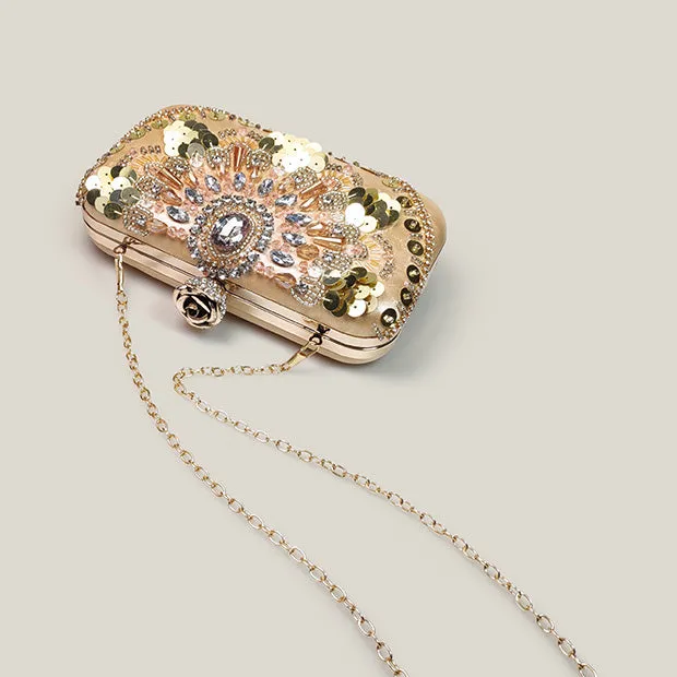 Sequined Rhinestone High-End Fashion Evening Clutch Bag