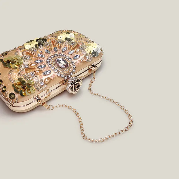 Sequined Rhinestone High-End Fashion Evening Clutch Bag