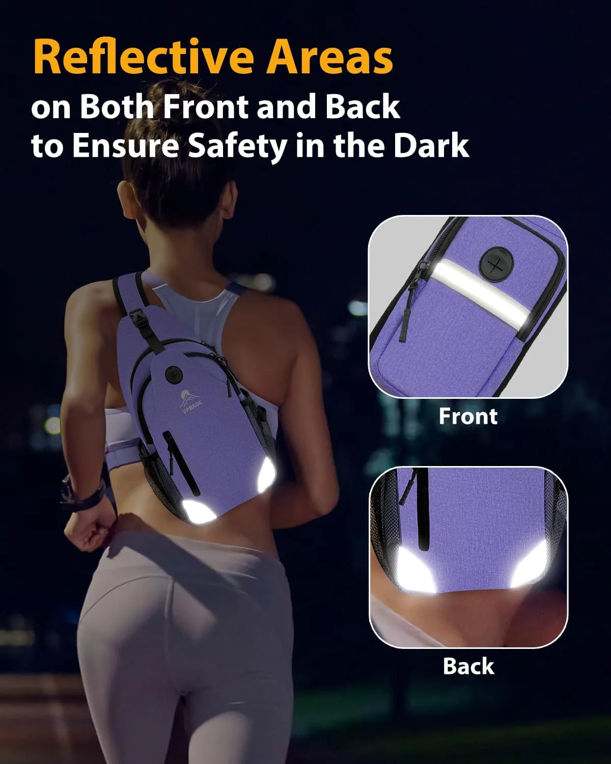 Sling Bag for Men Women, Crossbody Hiking Daypack/Chest Bag/Shoulder Bag, Small Backpack Travel, with Chest Phone Holder