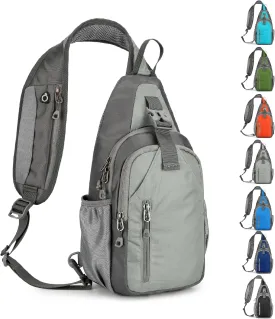 Small Crossbody Sling Backpack Hiking Daypack, Lightweight Casual Shoulder Chest Multiple Bag Sports Outdoor Travel (Gray)