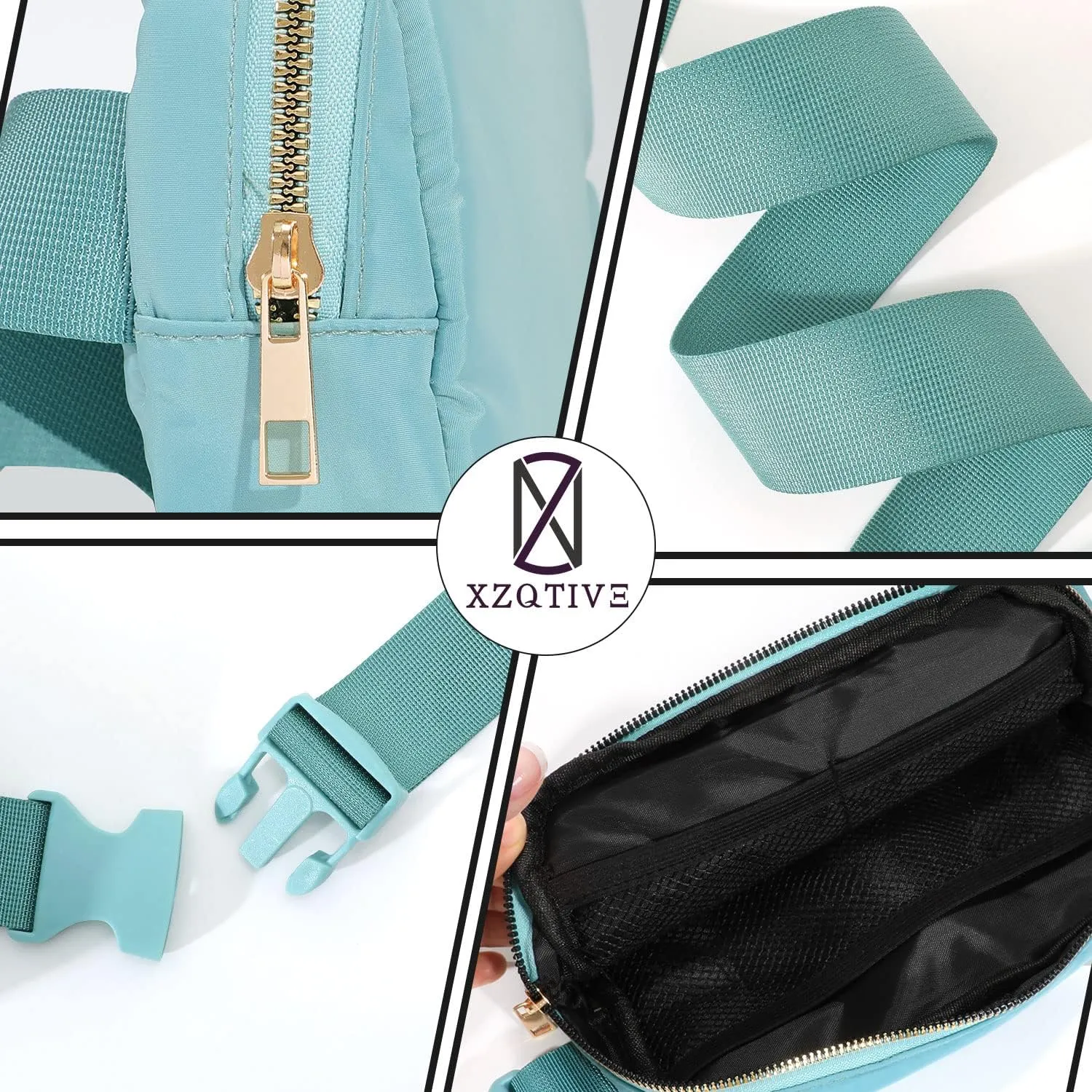 Small Nylon Belt Bag for Women Men Fanny Pack Crossbody Adjustable Strap Sling Chest Bag Bum Hip Waist Bag,light blue
