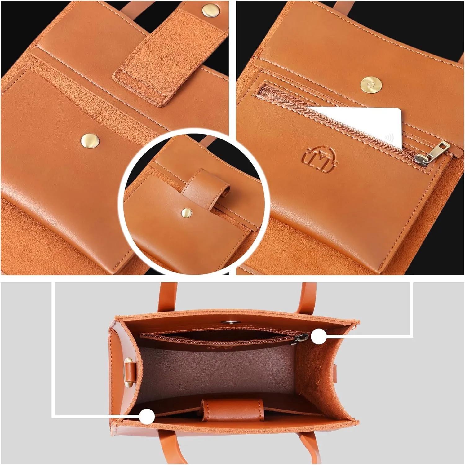 SUNLIGHT LEAVES Vintage Vegan Leather Mini Tote Bag For Women Simple Small Handle Purse Cute Cell Phone Satchel Lady Handbag