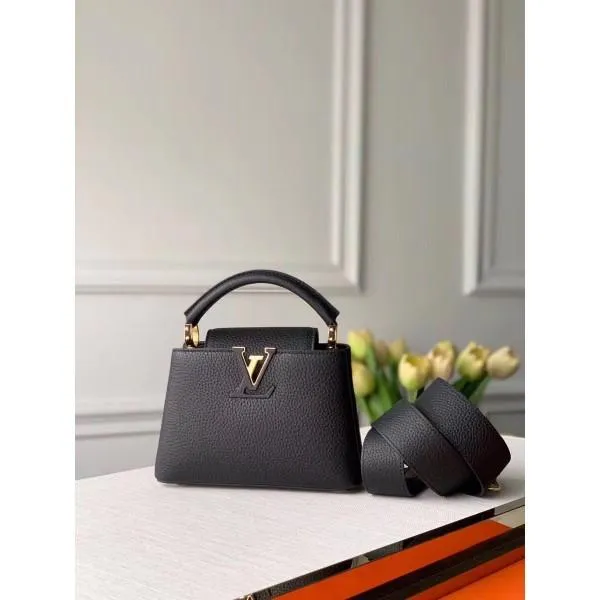 Taurillon Leather Capucines Mini Top Handle Bag M56071 Black Collection