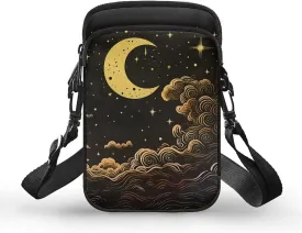 TODIYADDU Auspicious Clouds Shoulder Bag for Women Moon Stars Crossbody Sling Bag with Adjustable Strap Small Cell Phone Purse Holder Wallet Portable Handbags for Women Everyday Bags Gifts