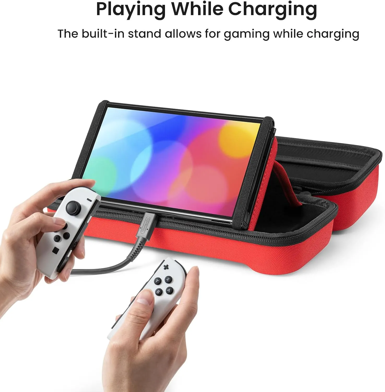tomtoc Carrying Case for Nintendo Switch/OLED Model, Large Travel Switch Bag with Pocket for Pro Controller, Joy con Grip or AC Adapter, Protective Portable Carry Shell with 24 Game Cartridges