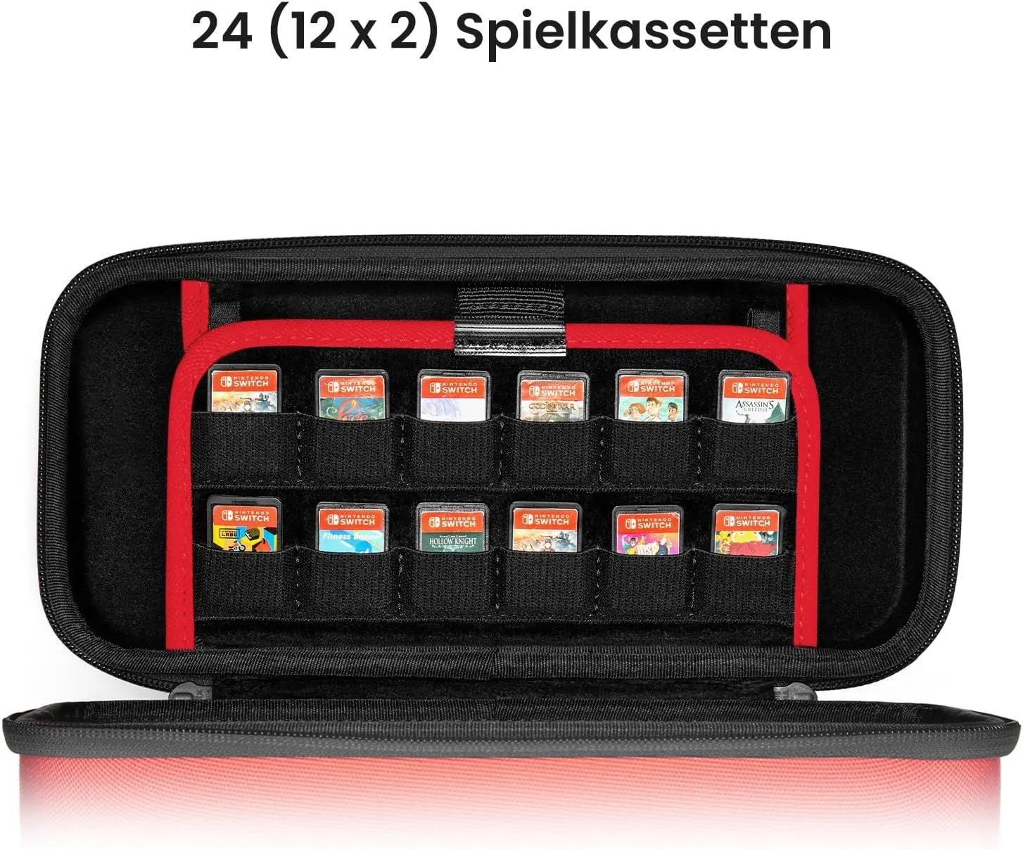 tomtoc Carrying Case for Nintendo Switch/OLED Model, Large Travel Switch Bag with Pocket for Pro Controller, Joy con Grip or AC Adapter, Protective Portable Carry Shell with 24 Game Cartridges