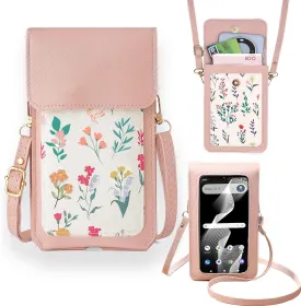 Touch Screen Phone Bag Crossbody Cellphone Case for Cloud Mobile Stratus C8, Cloud Stratus C8 Case Cash Slots Handbag Purse Girly PU Leather Wallet Crossbody Lanyard with Shoulder Strap -Pink