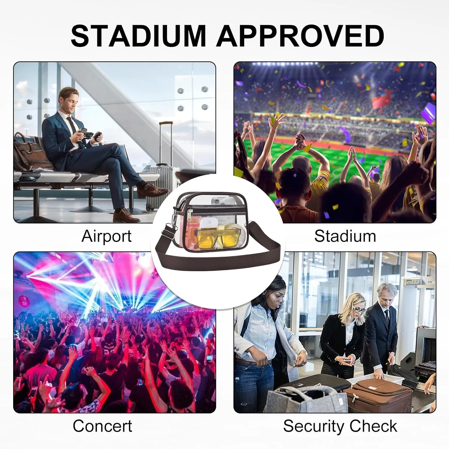 USPECLARE Clear Bag for Stadium Events Clear Purse for Women and Men for Sports Events Concerts Festivals