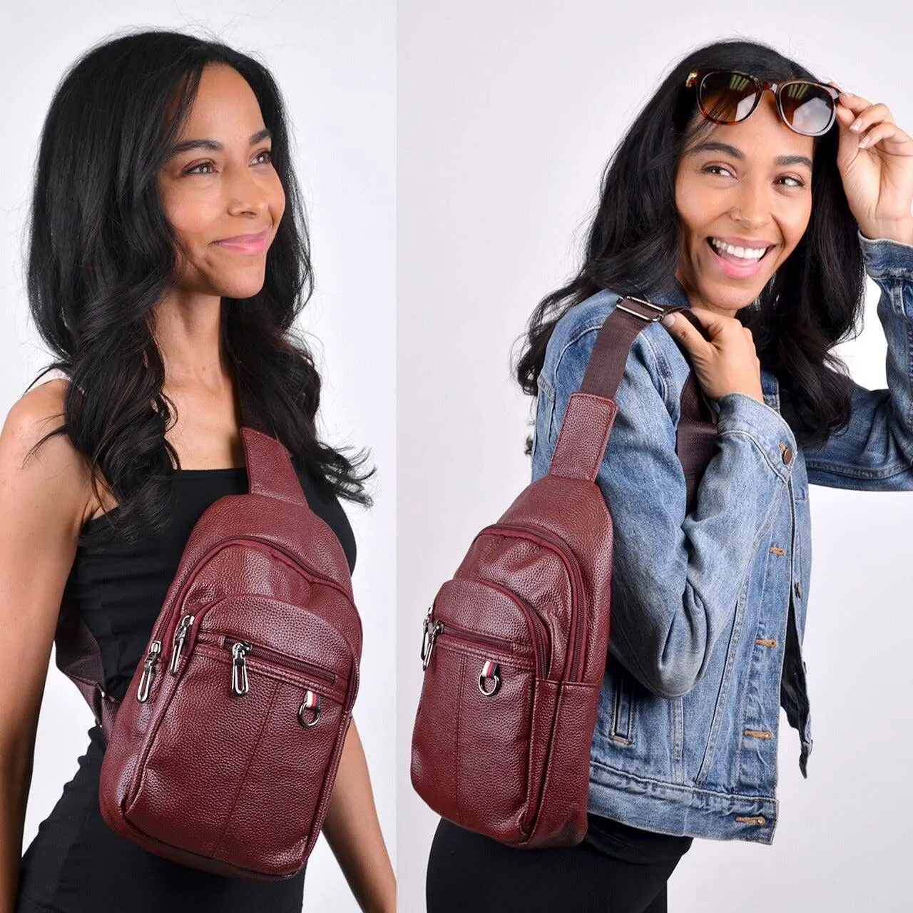 Vegan Leather Crossbody Sling Shoulder Bag