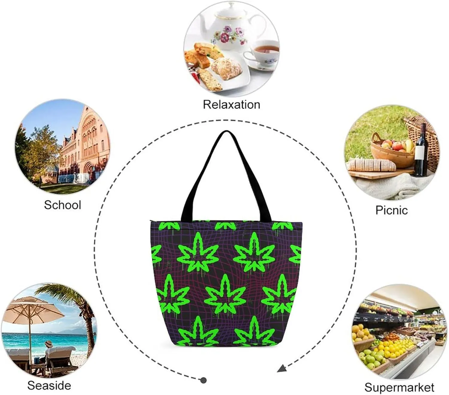 Women's Fashion Travel Tote Bag, Polyester Handbags Purse for Women, Shoulder Bag for Travel Shopping Beach