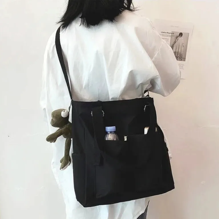 Women’s Shopper Bag – Simple Fashion Zipper Handbag, Waterproof Nylon Crossbody, Large Capacity Tote Shoulder Bag