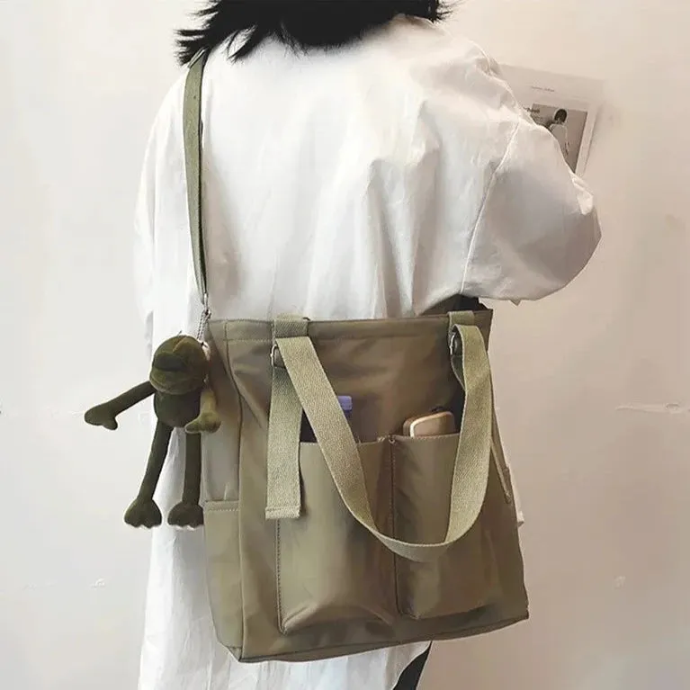 Women’s Shopper Bag – Simple Fashion Zipper Handbag, Waterproof Nylon Crossbody, Large Capacity Tote Shoulder Bag