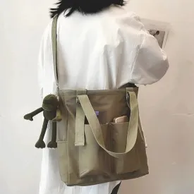 Women’s Shopper Bag – Simple Fashion Zipper Handbag, Waterproof Nylon Crossbody, Large Capacity Tote Shoulder Bag