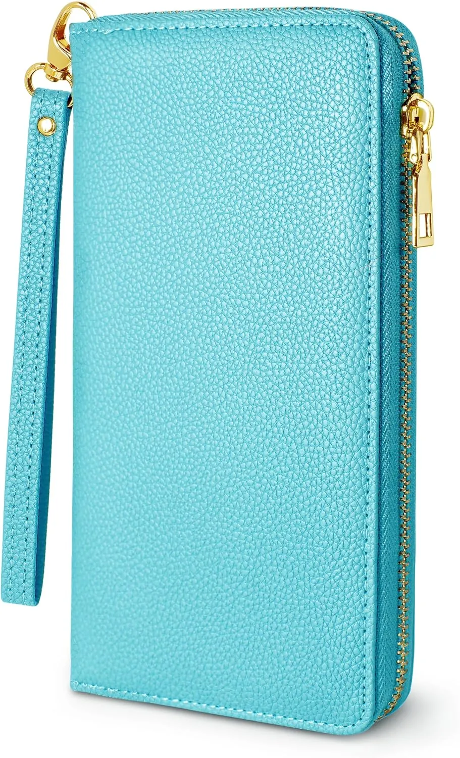Yarnic Women's Wallet Credit Card Holder Money Pockets Big Wristlet Wallet Case Coin Money Clip Organizer Purse with RFID Blocking Large Capacity with Zipper Cheetah Wallet (pale turquioise)