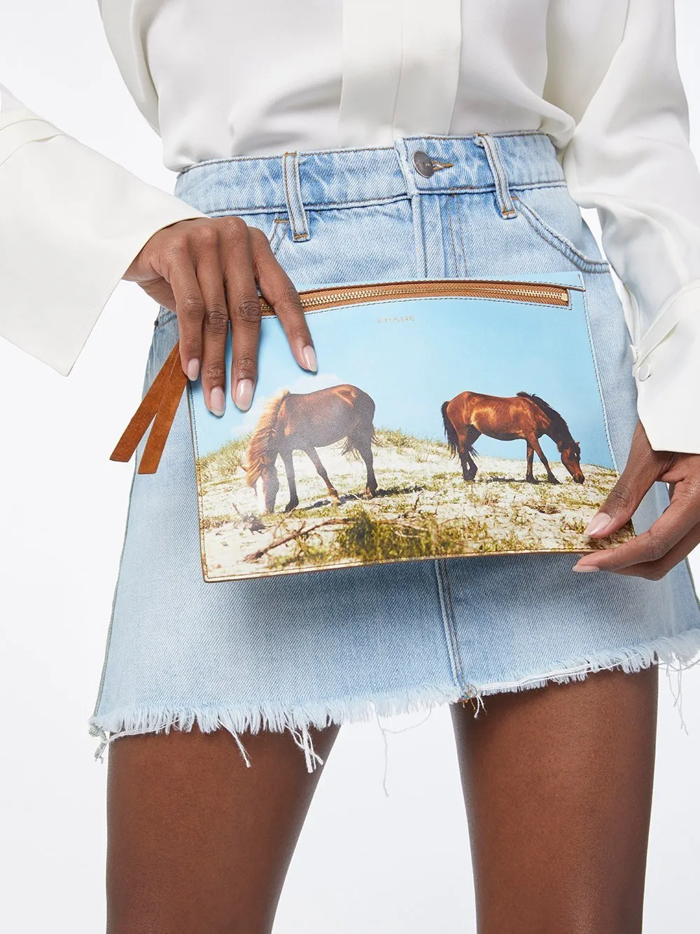 Zip Clutch -- Horse Multi
