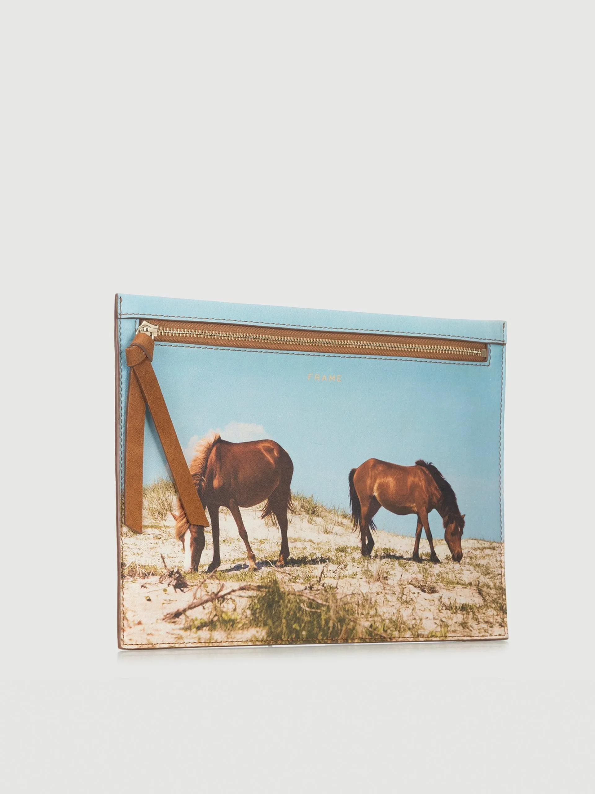 Zip Clutch -- Horse Multi