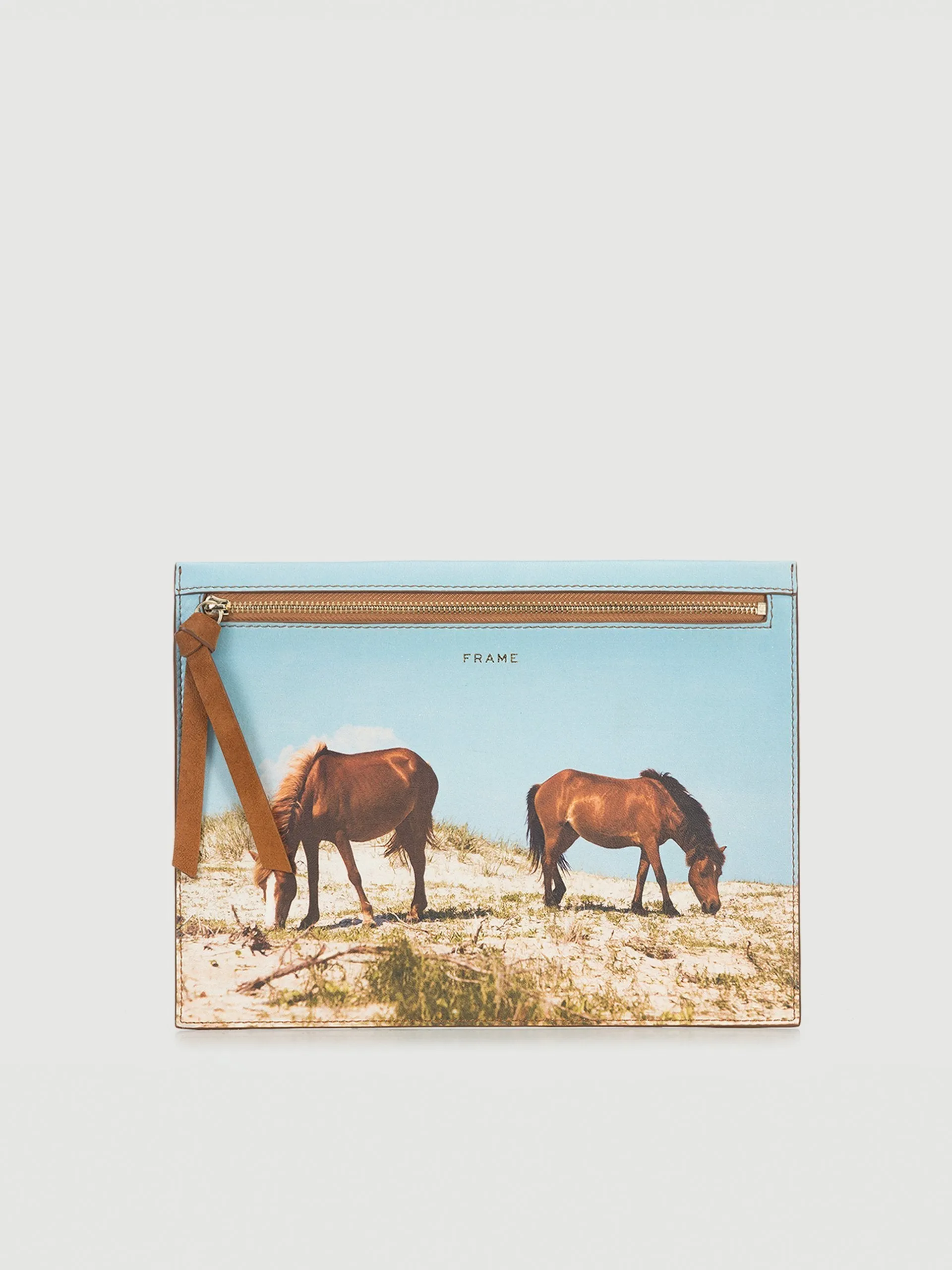 Zip Clutch -- Horse Multi